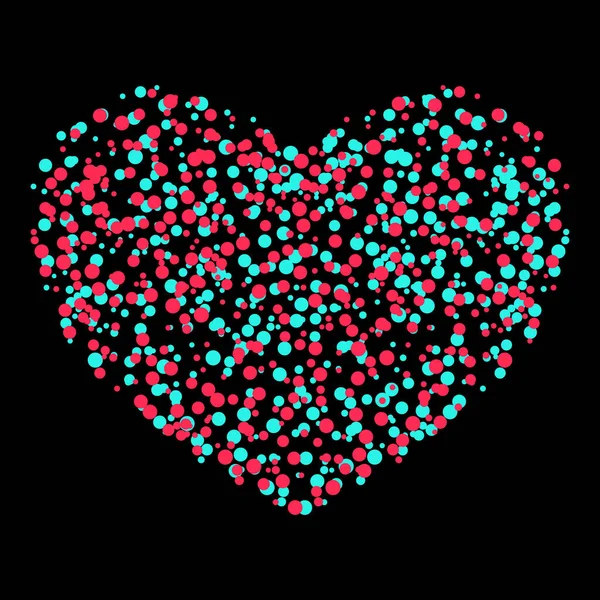 Sevgililer günün kutlu olsun. Kalp şeklinde. Soyut arıza TikTok arka planı. Vektör çizimi. Soyut arkaplan. Işık. Gelecekçi mavi eğimli vektör siyah arkaplan kontrast renk sınır dijital dinamik