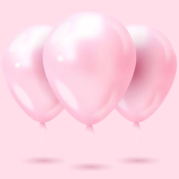 Roze Ballon Happy Valentijnsdag Banner Versierd Roze Ballonnen Licht Roze — Stockvector