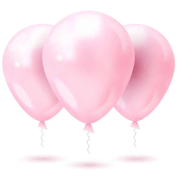 Rosa Luftballons Happy Valentines Day Banner Dekoriert Rosa Luftballons Auf — Stockvektor