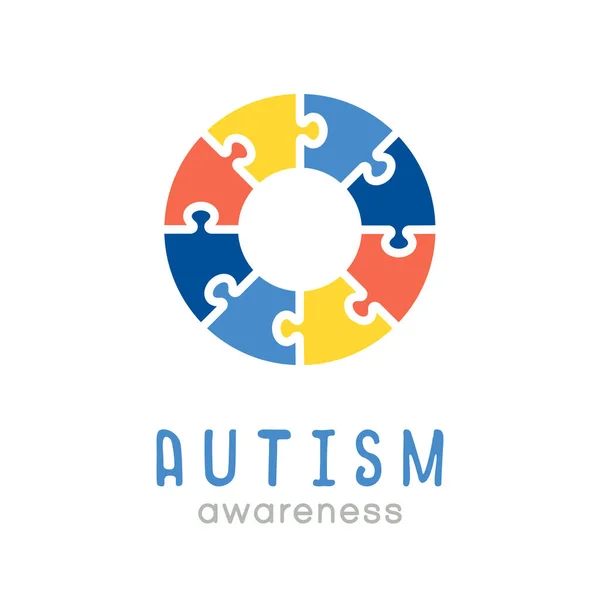 World Autism Awareness Day World Autism Awareness Month Colorful Puzzle — Vettoriale Stock