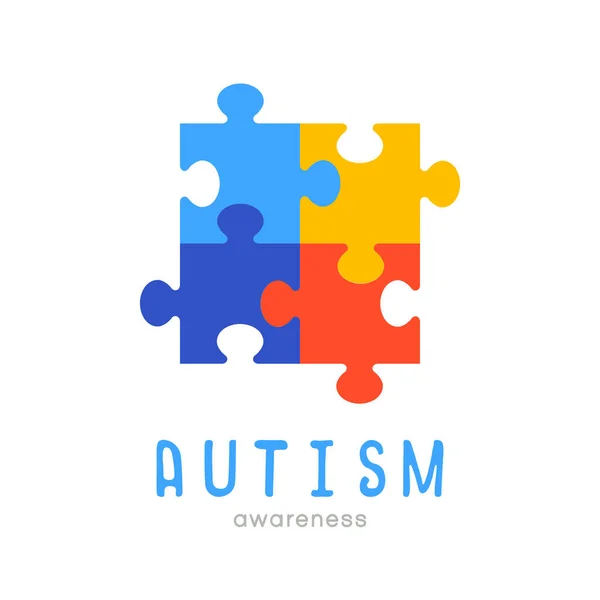World Autism Awareness Day World Autism Awareness Month Colorful Puzzle — Vettoriale Stock