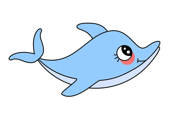 Dolphin Cute Laut Vektor Hewan Laut Ilustrasi - Stok Vektor