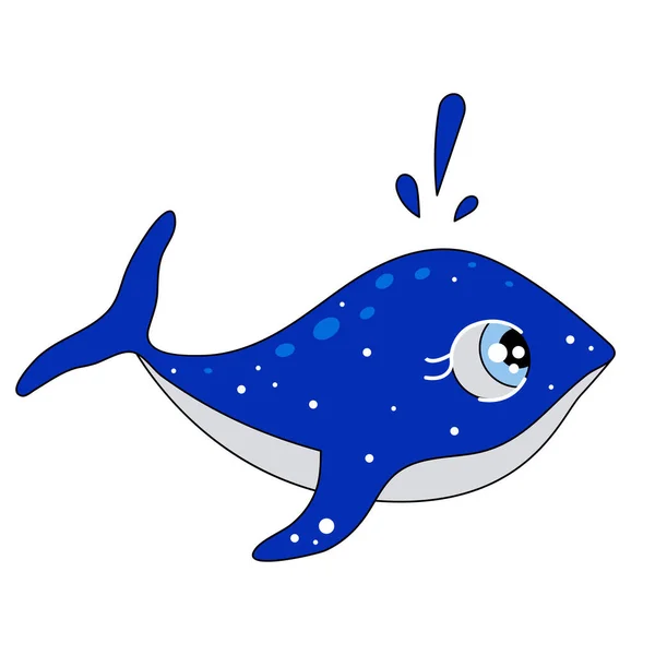 Kartun Happy Whale Inggris White Background Vector Illustration - Stok Vektor