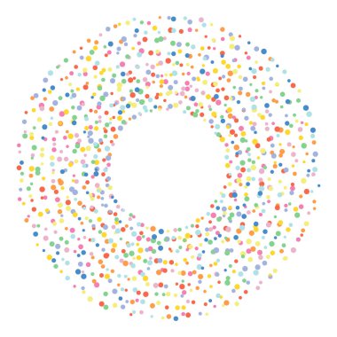 Dairesel noktalı çerçeve arka planı. Çember noktalar. Tıbbi, tedavi ve kozmetik için tasarım elementleri. Yarım tonluk daire dokusunu kullanarak sınırın etrafından dolaş. Vektör illüstrasyonu