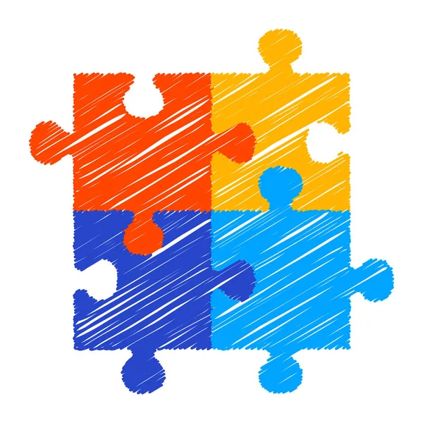 Giornata Mondiale Della Consapevolezza Dell Autismo Mese Colorato Puzzle Vector — Vettoriale Stock