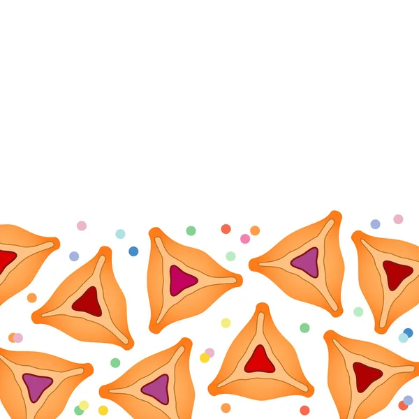 Illustration Vectorielle Vacances Juives Pourim Avec Des Biscuits Hamantaschen Traditionnels — Image vectorielle