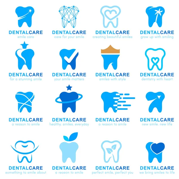 Diş Çizgisi Simgeleri Semboller Tasarım Elementleri Stomatoloji Dişçi Diş Bakımı — Stok Vektör