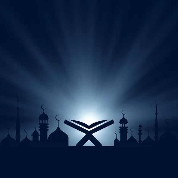 Fondo Nocturno Ramadán Kareem Celebración Vacaciones Hermosa Tarjeta Felicitación Ilustración — Archivo Imágenes Vectoriales