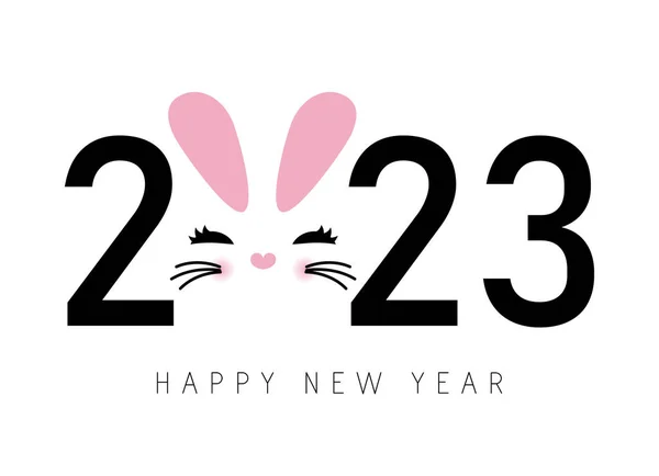 Chinesisches Neujahr 2023 Neujahr Kaninchenhoroskopzeichen Entwurf 2023 Neujahrssymbol Logodesign 2023 — Stockvektor