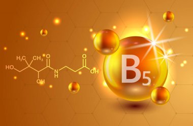 Beslenme işareti kavramı vektör. B5 vitamini gücü. Kimyasal formülü