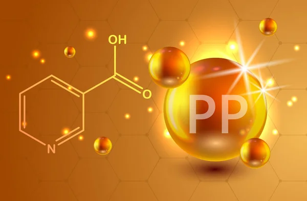 Voeding Teken Vector Concept Kracht Van Vitamine Chemische Formule — Stockvector