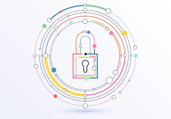 Digitaal Hangslot Tech Logo Icoon Beveiliging Concept Abstracte Achtergrond Veiligheidsconcept — Stockvector