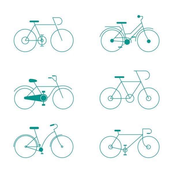 Значок Велосипеда Стиле Инсульта Значок Велосипеда Набор Велосипедов Белом Фоне — стоковый вектор