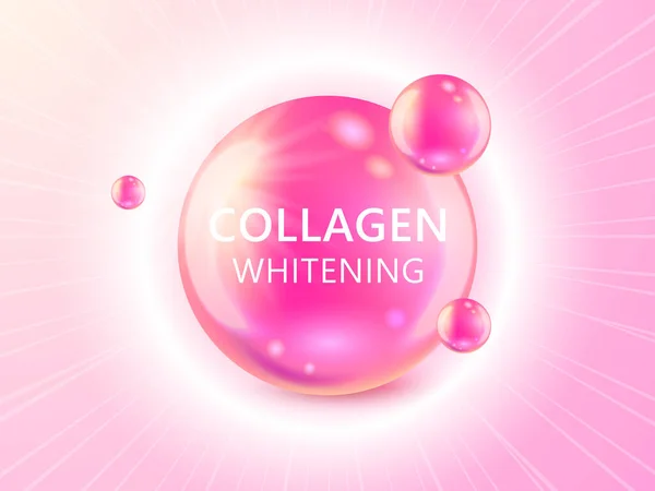 Colágeno Whitening Design Rosa Soro Vitamina Antecedentes Para Skincare Cosmetic —  Vetores de Stock