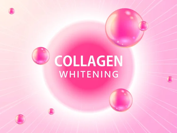 Collagen Whitening Pink Design Serum Vitamin Background Skincare Cosmetic Concept — Image vectorielle
