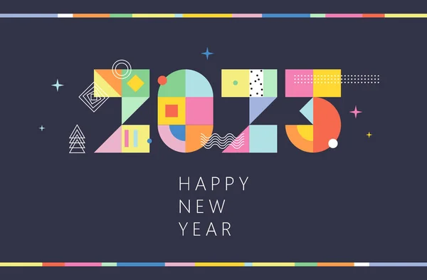 Happy New Year 2023 Vector Illustration Colorful Design Trendy Style — Vector de stock