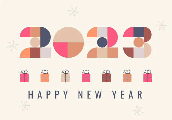 Feliz Año Nuevo 2023 Ilustración Vectorial Diseño Colorido Estilo Moda — Archivo Imágenes Vectoriales