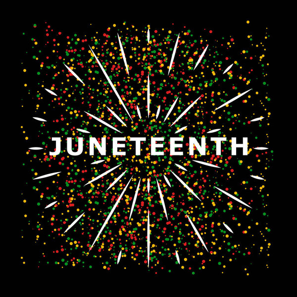 Juneteenth. Freedom or Emancipation day. Annual american holiday, celebrated in June 19. African-American history and heritage. Poster, greeting card, banner and background. Vector illustration. African colors black, red, yellow, green