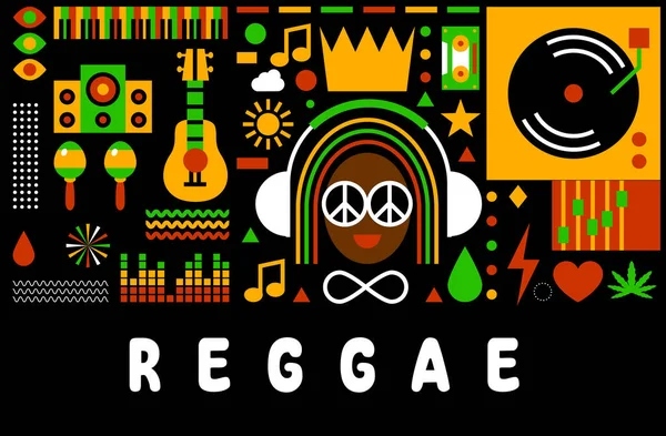 Sfondo Rastafariano Design Musicale Reggae Feste Reggae Festival Stazioni Radio — Vettoriale Stock