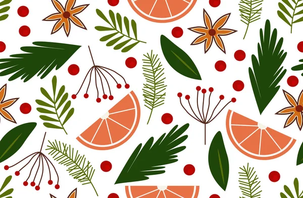 オレンジベクトルの背景を持つシームレスな花パターン パターンフィル ウェブページの背景 表面テクスチャ 繊維に最適です — ストックベクタ
