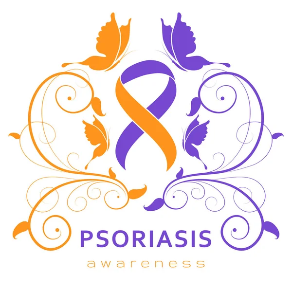 Mes Conciencia Psoriasis Mes Acción Contra Psoriasis Apoyo Celebración Dedicación — Vector de stock
