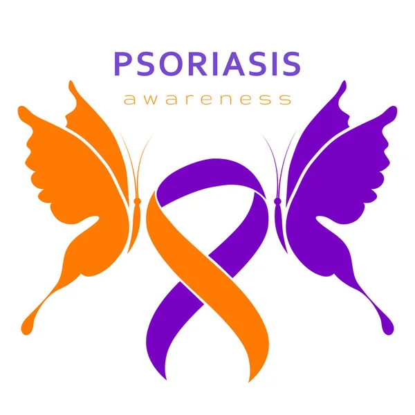 Psoriasis Tudatosság Hónapja Psoriasis Akció Hónap Támogatás Ünneplés Odaadás Lila — Stock Vector