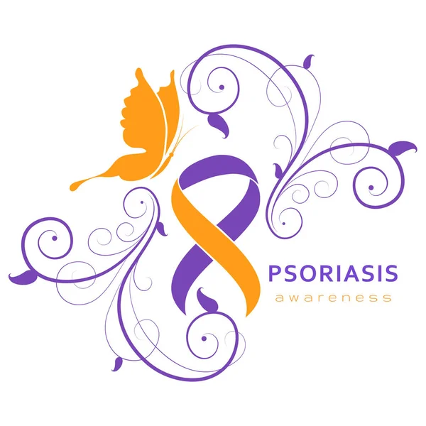 Psoriasis Tudatosság Hónapja Psoriasis Akció Hónap Támogatás Ünneplés Odaadás Lila — Stock Vector