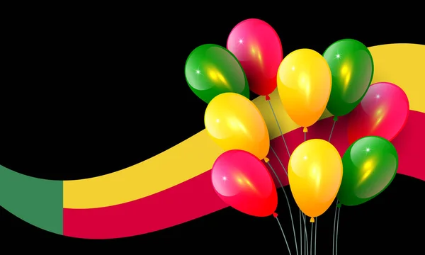 Nationalfeiertag Von Benin Republik Benin Flagge Farben Luftballons Vektor Illustration — Stockvektor