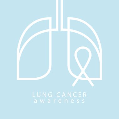 Ciğerler. Akciğer kanseri farkındalığı günü, ay. Akciğerler ve beyaz kurdele vektör çizimi. İlaç desteği ve kampanyası