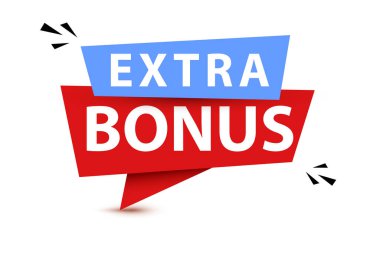 Fazladan ikramiye. Afiş ikramiyesi. Fazladan etiket, etiket ya da etiket simgesi. Ücretsiz ödüllü satış ve tanıtım tasarım elemanı. Vektör illüstrasyonu