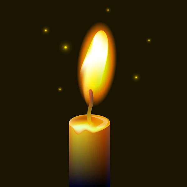 Burning Candle Black Background Holocaust Memory Day Remembrance Day — Stok Vektör