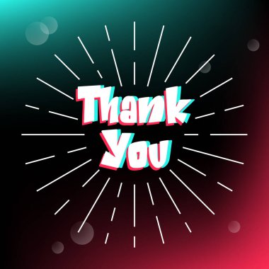 Teşekkürler rozet. Vektör çizimi. Klasik tasarım. Sosyal medya tarzı. TikTok renkleri