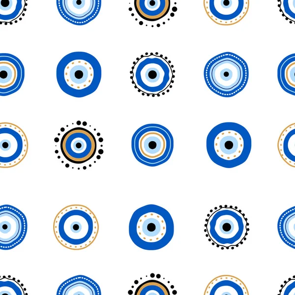 Seamless Pattern Turkish Evil Eye Bead Good Luck Turkish Tile — Stock Vector