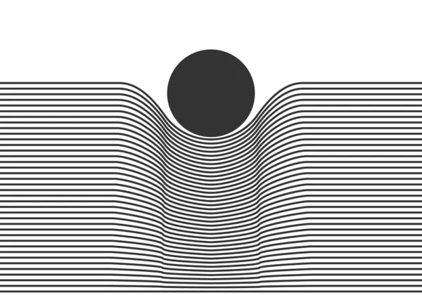 Abstract Art Line Design Mass Gravity Concept Move Circle Line — Stockvektor