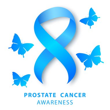 Prostate cancer awareness. Blue ribbon. Men's health ribbon