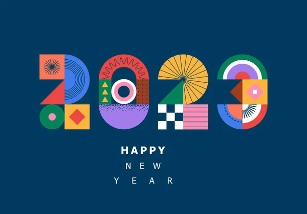 Happy New Year 2023 Vector Illustration Colorful Design Trendy Style — Stock Vector
