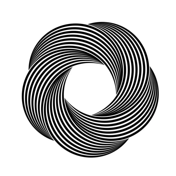 Пульсуюча Сферична Графіка Побудована Ряду Ліній Чорно Білі Лінії Знак — стоковий вектор