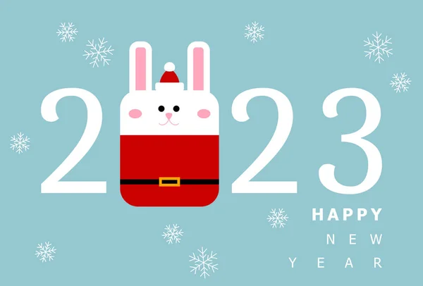 Rabbit Santa Claus Hat Chinese Year Symbol 2023 Rabbit Chinese — стоковый вектор