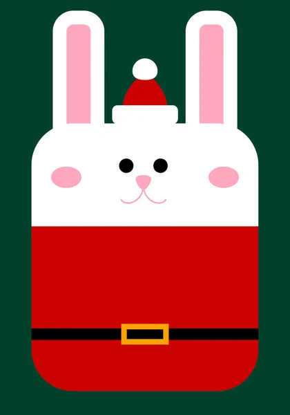 Cute Santa Claus White Rabbit 2023 Year Rabbit New Year —  Vetores de Stock