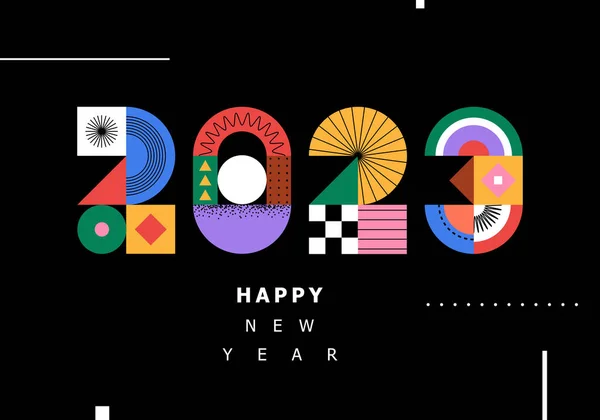 Feliz Ano Novo 2023 Ilustração Vetorial Design Colorido Estilo Moderno — Vetor de Stock