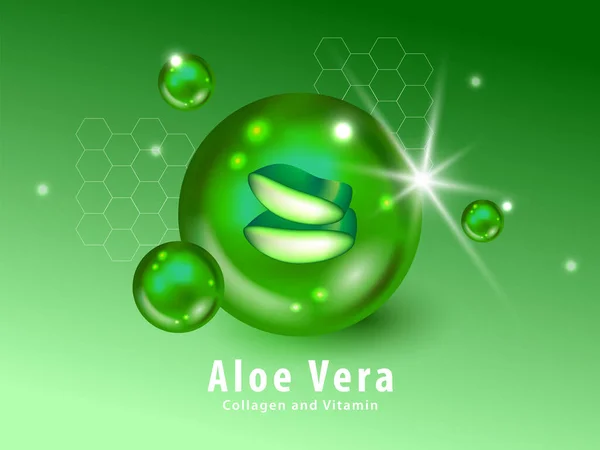 Aloe Vera Collagen Vitamin Background Vector Skin Care Cosmetic Products — Vettoriale Stock