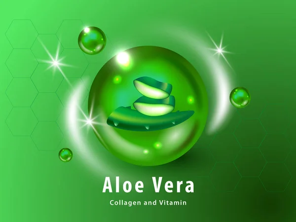 Aloe Vera Collagen Vitamin Background Vector Skin Care Cosmetic Products — Archivo Imágenes Vectoriales