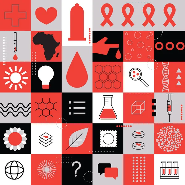 Aids Tudatosság Hónap Hiv Aids Világszerte Nyilvánosság Tájékoztatása Aids Megelőzés — Stock Vector