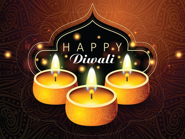Festival Luzes Diwali Feliz Fundo Diwali Ilustração Vetorial Celebração Com —  Vetores de Stock