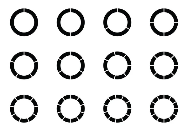 Tortendiagramme Set Von Verschiedenen Farbkreisen Isoliert Infografisches Element Runde Form — Stockvektor