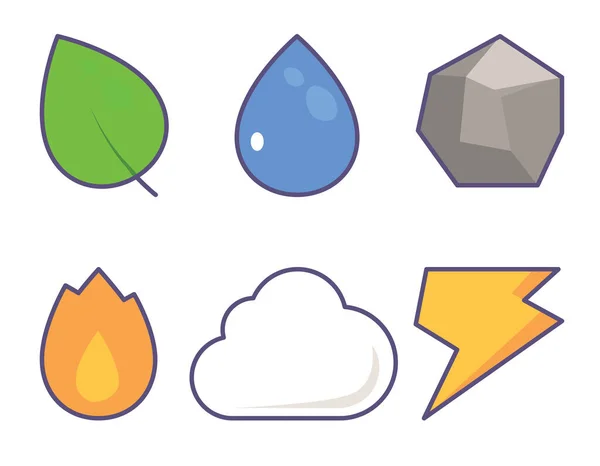 Elementi Cute Icon Set Gas Goccia Acqua Elettricità Simbolo Impianto — Vettoriale Stock