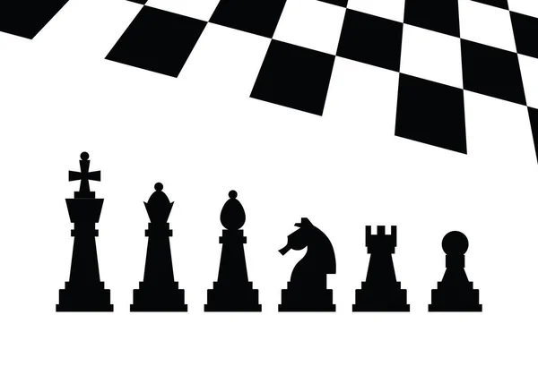 Pièces Échecs Icônes Avec Nom Jeu Société Silhouettes Noires Isolées — Image vectorielle