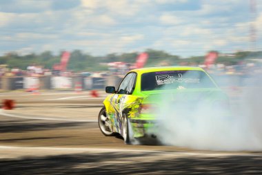DAUGAVPILS, LATVIA - July 10, 2022. 3rd round of Latvian championship in drift. Competition on karting track Blazma