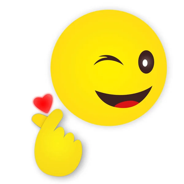 Happy Smiley Face Hand Heart Symbol Korean Love Sign Gesture — Stock fotografie