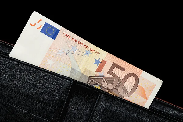 Fifty euro in a wallet — Stock Photo, Image